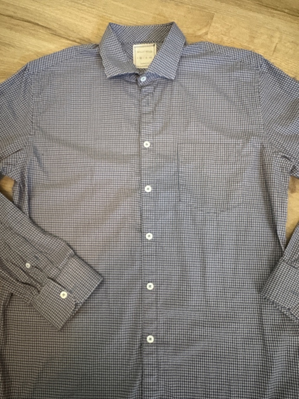 Billy Reid Mens Blue Micro-Check Button-Down Shirt Sz M EUC